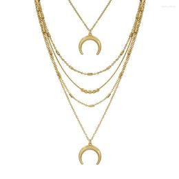 Pendant Necklaces Vintage Multi-layer Coin Chain Choker Necklace For Women Gold Color Fashion Portrait Chunky Jewelry