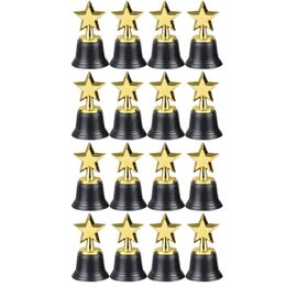 Decorative Objects 16PCS Kids Plastic Gold Star Trophies Golden Colored Award Trophy For Football Soccer Baseball Carnival Prize Party Gift 230815