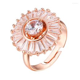 Cluster Rings Bettyue Multicolor Exaggeration Round Ring Fashion Romantic Woman Zircon Flower Shape Jewelry Wedding Charming Gift Party