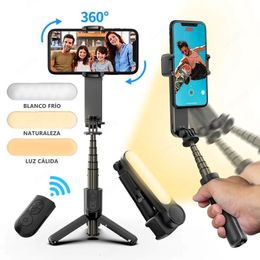 Stabilizers Gimbal Stabilizer Estabilizador Celular Smartphone Selfie Stick Fill Light Handheld Action Kameralar Gymbal Tripod Bluetooth 230816