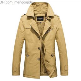 Men's Jackets Men's Winter Jacket Thickened Velvet Slim Fit Single Chest Medium Length Business Jacket Men's Wool Warm Jacket Z230816