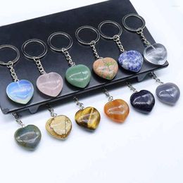 Decorative Figurines Heart Keychain Accessories Natural Stone Crystal Cute Door Car Keychains For Girls Couple DIY Motorcycle Key Chain Ring