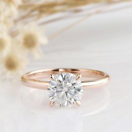 Cluster Rings RandH 2.0 18K Solid Yellow Gold 8.0mm Round Brilliant 3 Excellent Cut Moissanite Engagement Women's Ring Au750 Fine Jewellery