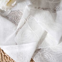 Curtain {byetee} White Leaves Curtains Embroidered Sheer Curtains for Living Room Bedroom Door Curtain for Kitchen Drapes