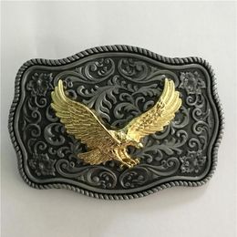 1 Pcs Flower Pattern Golden Eagle Western Belt Buckle For Man Hebillas Cinturon Belt Cowboy Buckles Fit 4cm Wide Belts220N