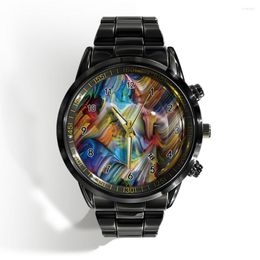 Wristwatches Luxury Calendar Fashion Watch Abstract Colour Texture Pattern Men Gift Watches Quartz Business Wrist