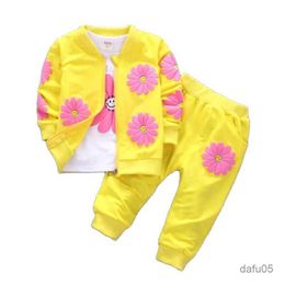 Clothing Sets 2023 Real Roupas Infantis Children's Garment Spring And Autumn New Girl Pure Cotton Printing Three-piece Child Suit R230816