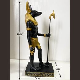 Decorative Objects Figurines Ancient Egyptian God Anubis of Underworld by Ankh Altar Guardian of Scales Collectible Figurine Statue Figure Sculpture Egypt 230815