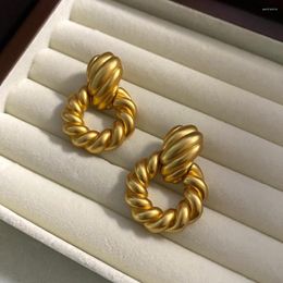 Dangle Earrings Fashion Europe America Twisted 24K Gold Plated For Women Vintage Jewellery Runway Party Trendy