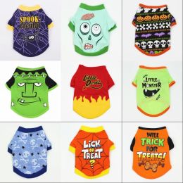 Halloween Dogs Shirt Dog Apparel Puppy Pets T-Shirt Ghost Costume Outfits Cute Pumpkin Pup Clothes for Small Doggy Cats Pet