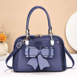 Evening Bags Retro Women's Trend Single Shoulder Crossbody Bow Knot Fashion Summer Messenger Bag Light Luxury Crocodile Pattern Handbag