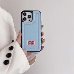Women Designers Cell Phone Cases Unisex Fashion Casual Blue Leather Phonecase Cover For iPhone 14 14Plus 14Pro 14ProMax 13 12 Pro Max