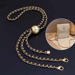 Bag Parts Accessories Leather Handle Bag Strap Rhombus Bag Gold Bead Ball Chain Adjustable Crossbody Portable Pearl Shoulder Strap Purse Accessories 230815