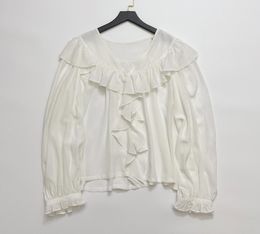 Women's Blouses 2023 Summer Solid Colour Ruffled Romantic Silk Shirt Women