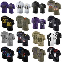 Mens Football 27 JK Dobbins Jerseys 35 Gus Edwards 43 Justice Hill 8 Lamar Jackson 7 Rashod Bateman 6 Patrick Queen 18 Roquan Smith 44 Marlon Humphrey Custom WuYa