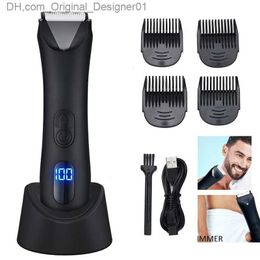 Electric shaver men's body hair trimmer LED light waterproof wet/dry body beauty and pubic hair shaver Z230817