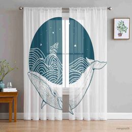 Curtain Waves Bedroom Tulle Curtains Hotel Home Decor Sheer Curtains for Living Room Chiffon Printed Drapes R230816