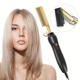 Portable Hot Air Comb for Dry and Wet Hair Straightening - Copper Comb for Smooth and Shiny Results