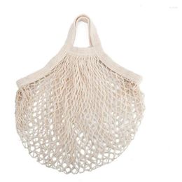 Storage Bags 1PC Eco-Friendly Cotton Hollow Woven Mesh Hand Made Reusable Vegetable Fruit Bag Shopping Net Pography Prop White