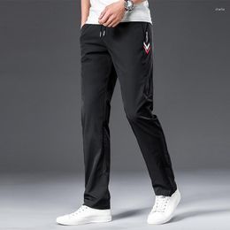 Men's Pants 2023 Summer Casual Men Breathable Loose Mid Straight Drawstring Full Length Work Big Size 5XL