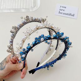 Hair Accessories Crystal Pearl Wrapped Flower Headband Fashion Hair Accessories Women's Trendy Temperament Hairband Hair Band Girl Headwear 230816