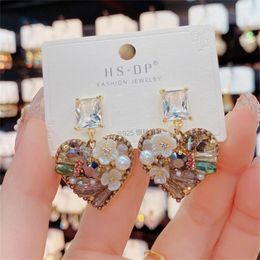 Dangle Earrings Vintage Handmade Crystal Heart Stud Luxury Women Rhinestone Love For Gril Romantic Wedding Jewellery Accessories
