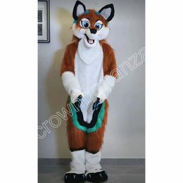 Long Fur Husky Dog Mascot Costume Walking Halloween Suit Large Event Costume Suit Party dress