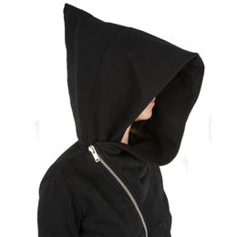 Men's Hoodies Sweatshirts Wizard Hat Oblique Zipper Punk Rock Skateboard Streetwear Y2K Gothic Diagonal Zip Up Black Cloak Hoodie Jacket For Men Women 230815