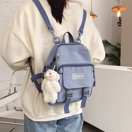 School Bags korean style small mini backpack for women Fashion school mochila Multi pocket Girl Ring Buckle portable bear women s 230815