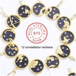 Pendant Necklaces 100% 925 Sterling Sier 12 Constellation For Women Men Zodiac Sign Shell Necklace Drop Delivery Jewellery Pendants Dhpyx