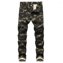 Men's Jeans Camouflage Personality Plus Size Printed Denim Casual Pants Design Stretch Army Green