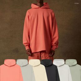 Men's Hoodies 2023 Relaxed Hoodie High Street Cotton Flocking Print Quality 1:1 Coral And Women's Fleece Hooded Sweater