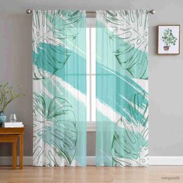 Curtain Line Flower Simple Plant Tulle Sheer Curtains for Bedroom Kitchen Decor Curtains Hotel Drapes R230816