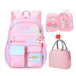 Backpacks Primary School Backpack Cute Colorful Bags for Girls Princess School Bags Waterproof Children Rainbow Series Schoolbags 230816