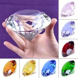 Decorative Objects Figurines 10 Colours Crystal Diamond Shaped Paperweight Cut Glass Giant Gemstone Wedding Office Desktop Ornament Birthday Gifts 230815