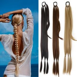 Wig Caps DIY tail Extensions Synthetic Boxing Braids Hair Rope For Women High Temperature Fiber Black Brown 230815