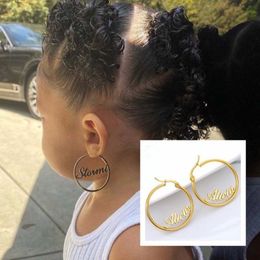 Hoop Huggie AurolaCo Earring for Kids Custom Earrings Personalize Name Stainless Steel 30mm For Girl Jewelry Gift 230815