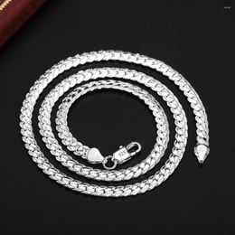 Chains Luxury 925 Sterling Silver Necklace Classic 6MM Sideways Chain For Women Men Fashion Party Wedding Jewelry Gifts