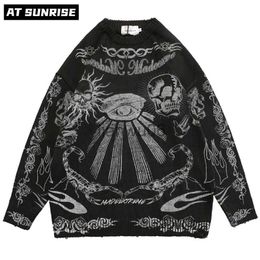 Men's Sweaters Men Hip Hop Streetwear Harajuku Sweater Scorpion Skull Eye of God Print Knitted Sweater winter Cotton Pullover Unisex Oversized J230806