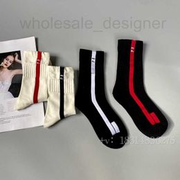 Socks & Hosiery Designer Letter Red Line crew socks for women Spliced Black and White Solid casual sports sock IE65