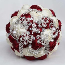 Wedding Flowers Handmade Bouquet Silk Ribbon Bridal Bouquets Artificial For Brides Bridesmaid W2285N