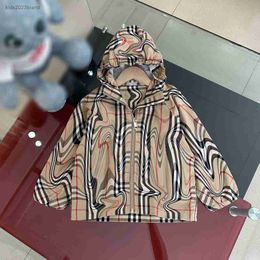 designer baby clothes Cross stripe full print kids Hooded Jacket Size 100-160 CM fashion Child Long sleeved zipper coat July21
