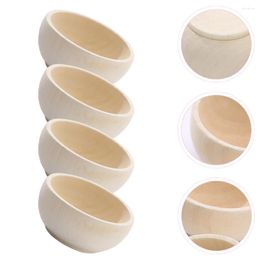 Dinnerware Sets 4 Pcs Small Wooden Bowl Playthings Toys DIY Material Unfinished Mini Cutlery Craft Crafts Bowls Child