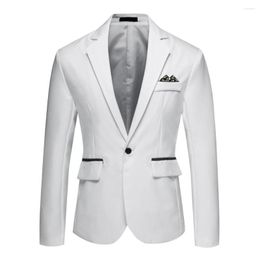 Men's Suits Men Lightweight Single Button Placket Elegant Slim Fit Lapel Suit Coat With Pockets For Business Wedding Party Black White