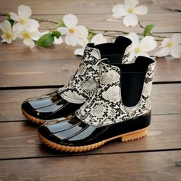 Rain Boots Brand Designer Women Rain Boots Waterproof Rain Shoes Lace-up Snake Pattern Rubber Rainboots for Woman Winter Boot Plus Size 43 230815