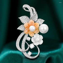 Brooches SUYU Flower Brooch Female Simulation Pearl Pin Suit Accessory Fashion Shawl Button Sweater Chain Dual Use