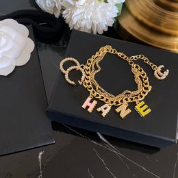 Luxury Designer Chain Bracelets Jewelry Letters Men Women Classic 18K Gold Plated Copper Bracelets Fashion Hundred with Accessories Couple Bracelets