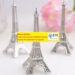100PCS Evening in Paris Eiffel Tower Silver Place Card Holder Party Favours Photo Clip Wedding Table Setting Decorations LL