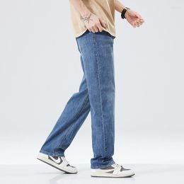 Men's Jeans Summer Loose And Comfortable Straight Stretch Thin For Pants Casual Full Length Denim Ground White Blue