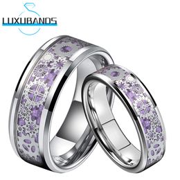 Band Rings Tungsten Wedding Couple Ring For Men Women Beveled Edge Gear Purple Dark Sky Blue CarbonFiber Inlay Polished Finish Comfort Fit 230816